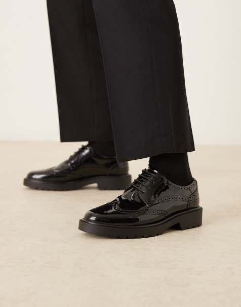 ASOS DESIGN - Scarpe brogue nere con suola a carrarmato - view 1