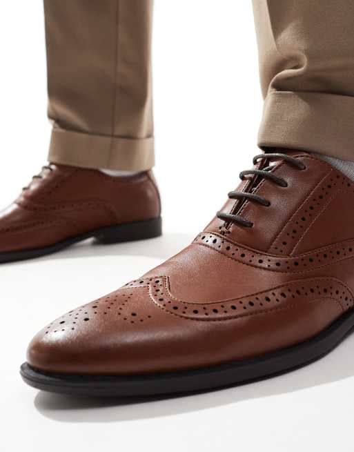 ASOS DESIGN - Scarpe brogue stringate color cuoio, 4 di 4