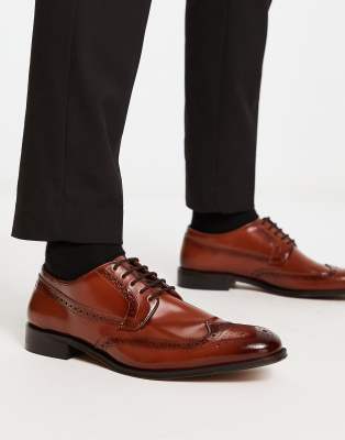 Scarpe Marks And Spencer Uomo – Stringate In Pelle Brogue Castagno – Taglia UK 6 – Vestibilità Larga