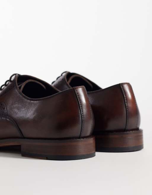 ASOS DESIGN - Scarpe brogue stringate in pelle sintetica marroni, 3 di 4