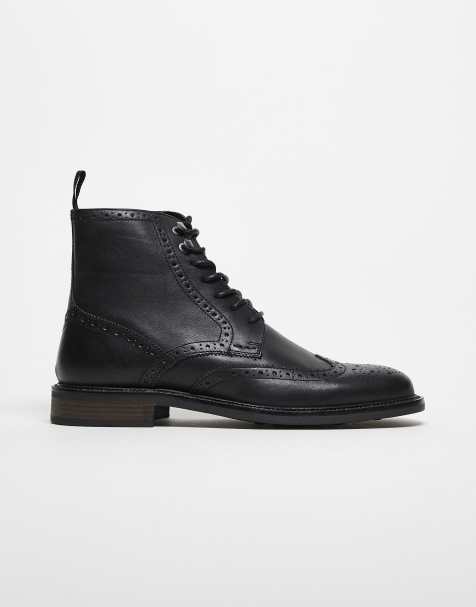 ASOS DESIGN - Scarpe brogue stringate nere in pelle - view 1