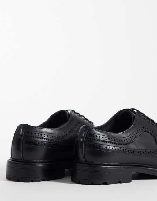 ASOS DESIGN - Scarpe brogue stringate nere, 2 di 4