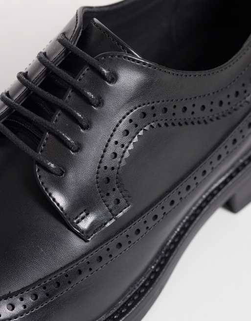 ASOS DESIGN - Scarpe brogue stringate nere, 4 di 4