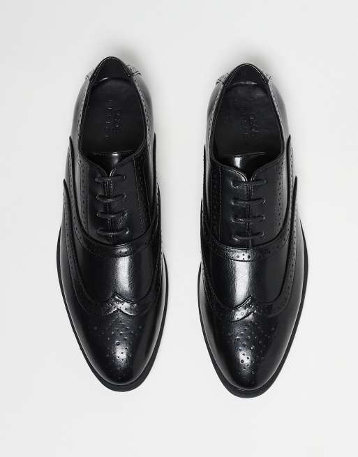 ASOS DESIGN - Scarpe brogue stringate nere, 3 di 5