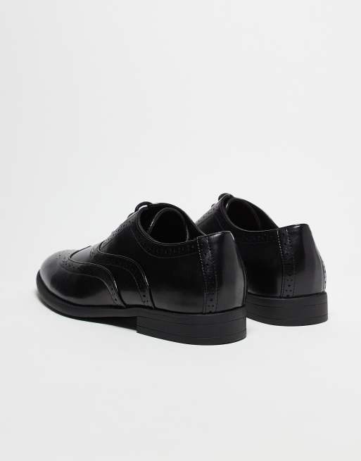 ASOS DESIGN - Scarpe brogue stringate nere, 4 di 5