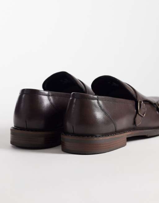 ASOS DESIGN - Scarpe con fibbia in pelle marrone, 3 di 4
