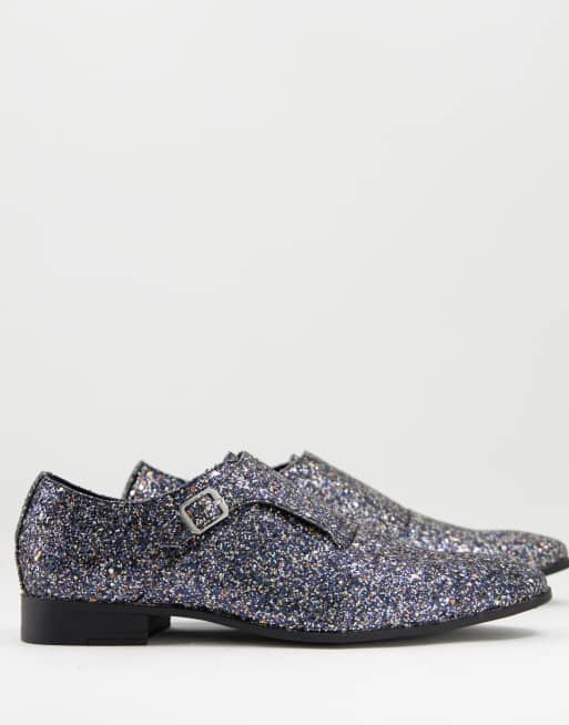 ASOS DESIGN - Scarpe con fibbie argento glitter
