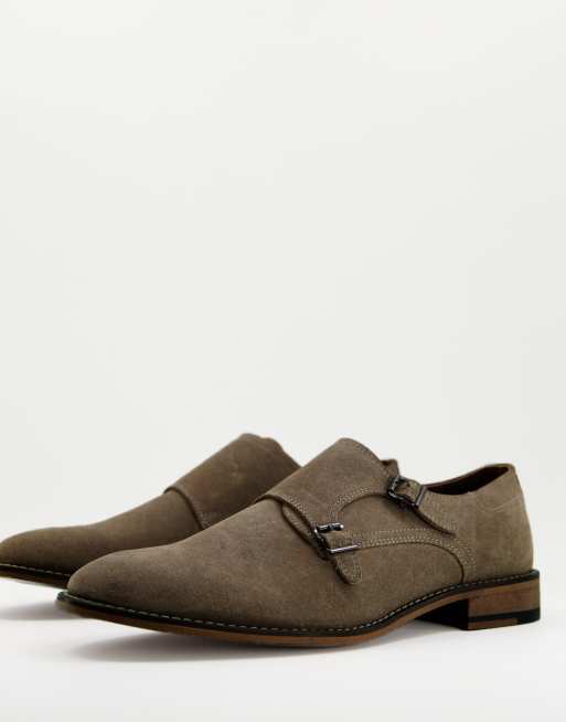 ASOS DESIGN - Scarpe con fibbie in camoscio color pietra