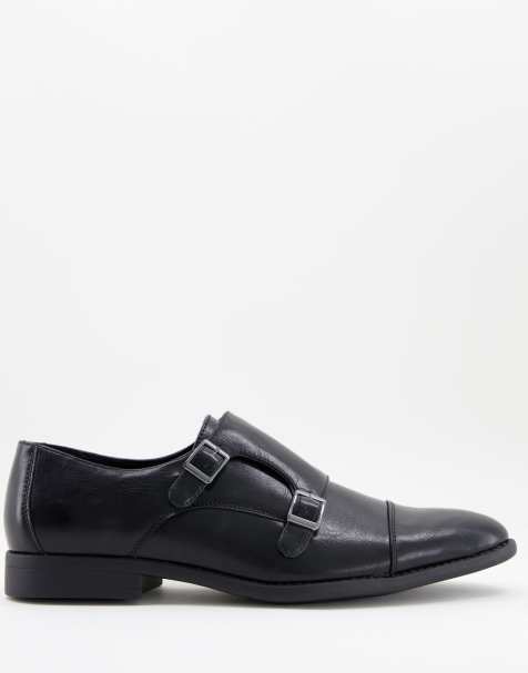 ASOS DESIGN - Scarpe con fibbie in pelle sintetica nera con pannello goffrato - view 1