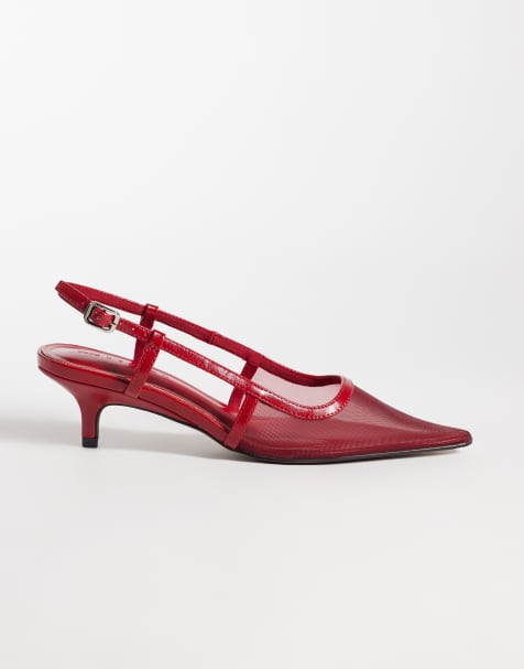 ASOS DESIGN scarpe con tacchetto Skippy in rete rossa - view 1
