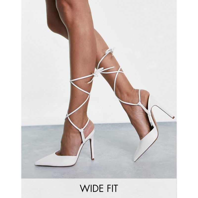 Donna Scarpe con tacco DESIGN - Scarpe con tacco alto bianche allacciate alla caviglia a pianta larga