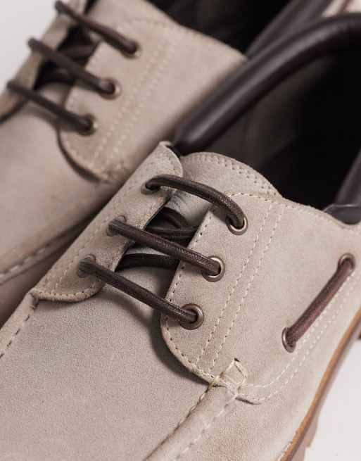 ASOS DESIGN - Scarpe da barca in camoscio color pietra con suola a carrarmato, 2 di 4
