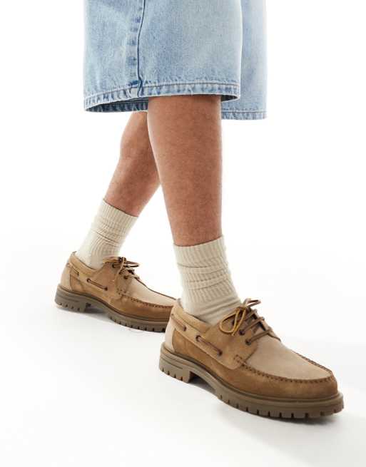 ASOS DESIGN - Scarpe da barca in pelle e camoscio con suola a carrarmato, 4 di 4