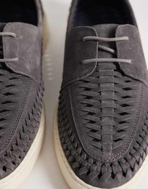 ASOS DESIGN - Scarpe da barca in pelle grigie con design intrecciato, 2 di 4