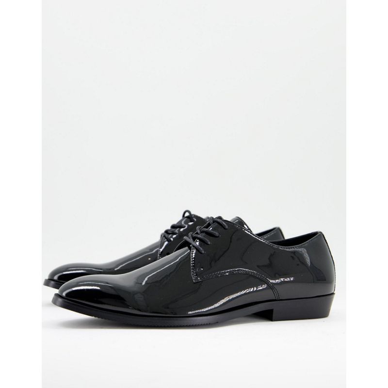 Scarpe, Stivali e Sneakers BQlgL DESIGN - Scarpe derby con punta angolata in pelle sintetica in vernice nera 