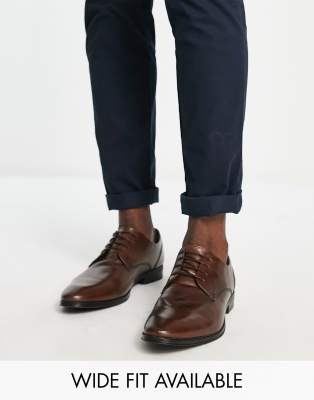 Scarpe derby in pelle marrone - ASOS DESIGN Stivali uomo Marrone