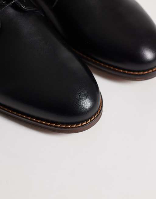ASOS DESIGN - Scarpe derby stringate con suola naturale in pelle nera, 2 di 4
