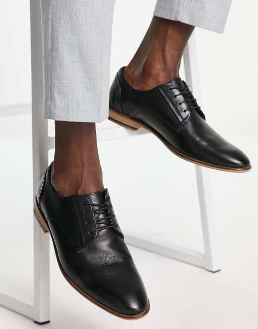 ASOS DESIGN - Scarpe derby stringate in pelle nera