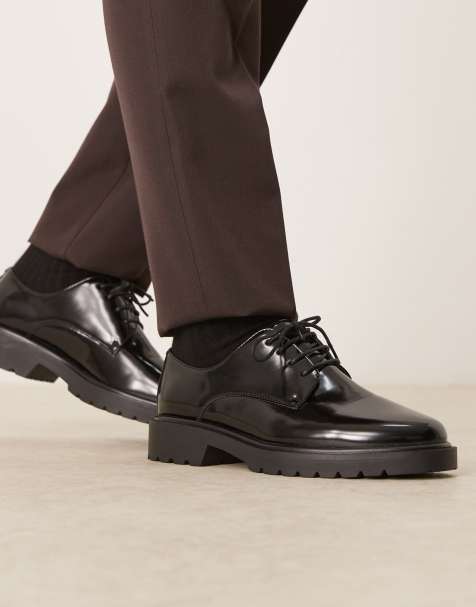 ASOS DESIGN - Scarpe derby stringate in pelle nera - view 1