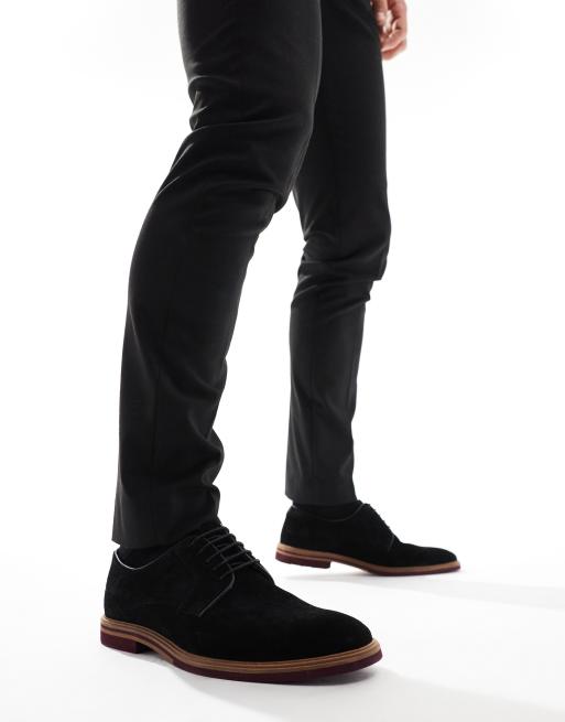 ASOS DESIGN - Scarpe derby stringate nere in camoscio