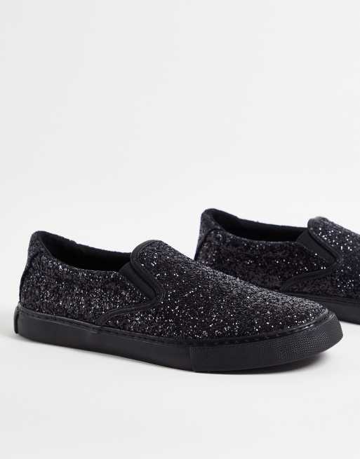 ASOS DESIGN Scarpe di tela senza lacci nere con strass ASOS