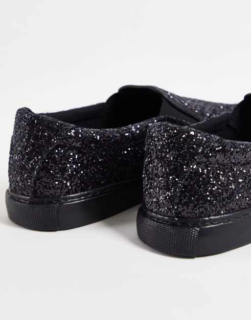 ASOS DESIGN Scarpe di tela senza lacci nere con strass ASOS
