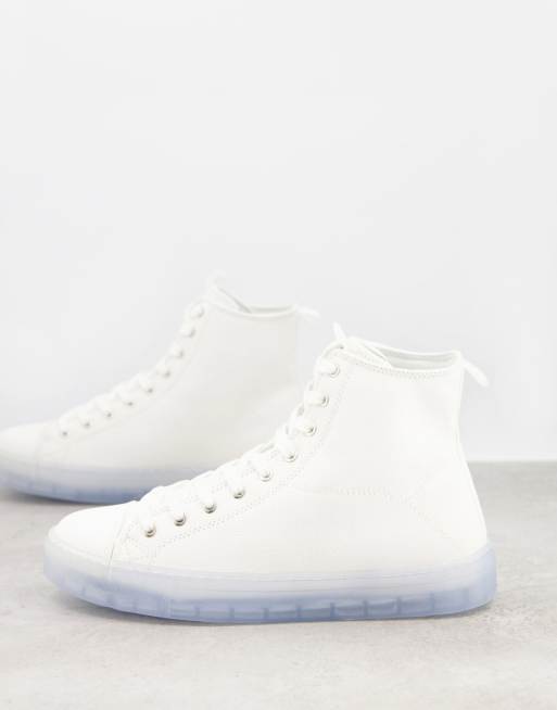 ASOS DESIGN - Scarpe di tela stringate con suola blu trasparente, colore bianco