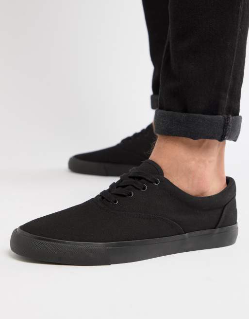 ASOS DESIGN - Scarpe di tela stringate nere