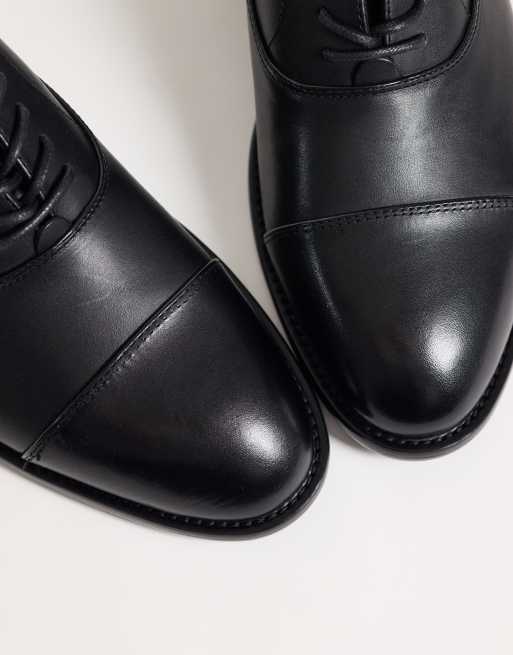 ASOS DESIGN - Scarpe Oxford a punta in pelle nera, 4 di 4