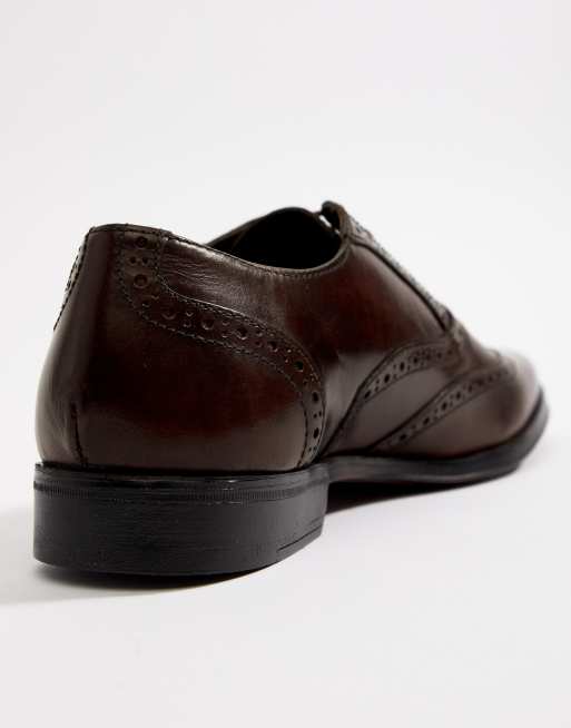 ASOS DESIGN - Scarpe Oxford stringate in pelle marroni, 4 di 4