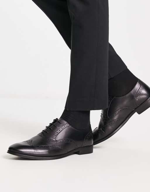 ASOS DESIGN - Scarpe Oxford stringate in pelle nera