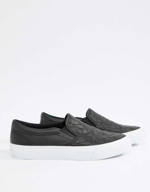 ASOS DESIGN Scarpe senza lacci nere con dettagli trapuntati ASOS
