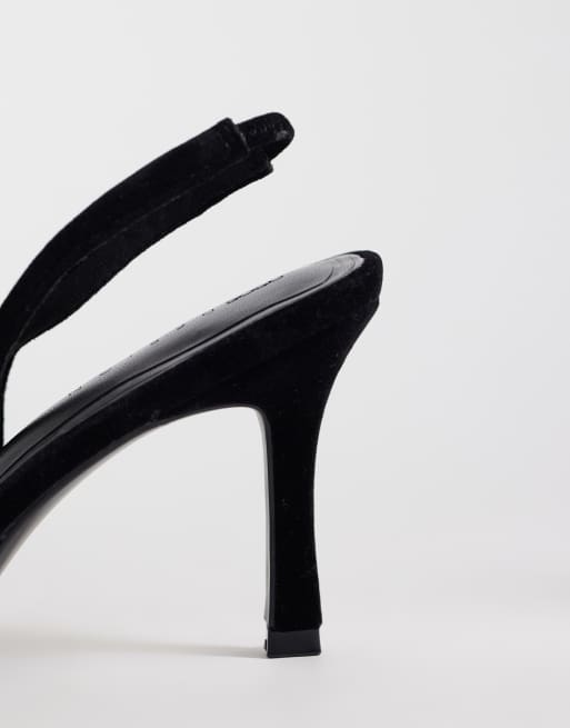ASOS DESIGN scarpe slingback con fiocco e tacco medio in velluto nero, 3 di 4