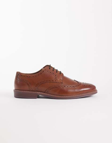 ASOS DESIGN - Scarpe stringate in pelle color cuoio con dettagli brogue - view 1