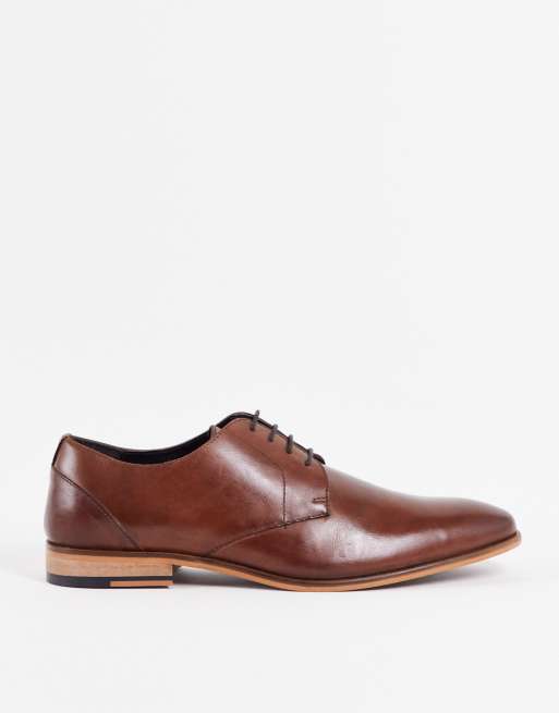 ASOS DESIGN - Scarpe stringate in pelle marrone