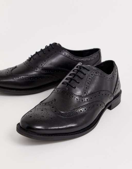 ASOS DESIGN - Scarpe stringate in pelle nera
