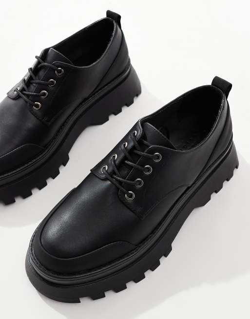 ASOS DESIGN Scarpe stringate nere con dettagli in gomma e suola spessa ASOS