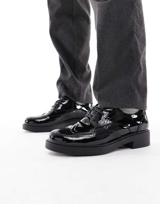 ASOS DESIGN - Scarpe stringate nere con dettagli stile brogue western