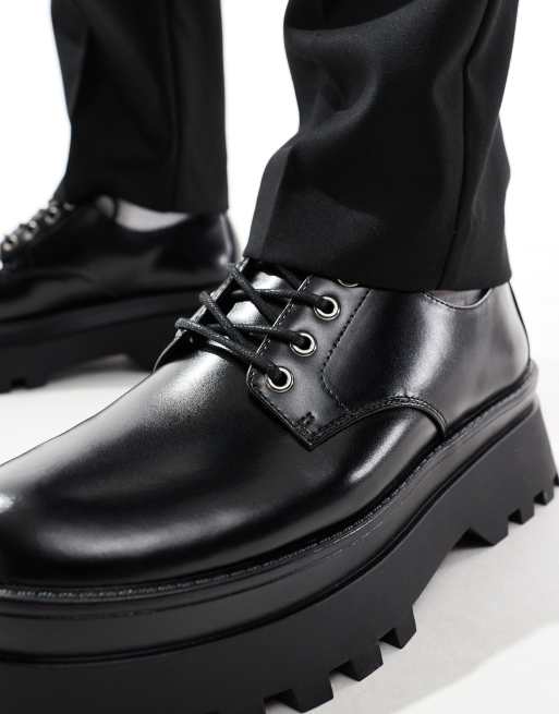 ASOS DESIGN - Scarpe stringate nere con suola spessa, 2 di 4