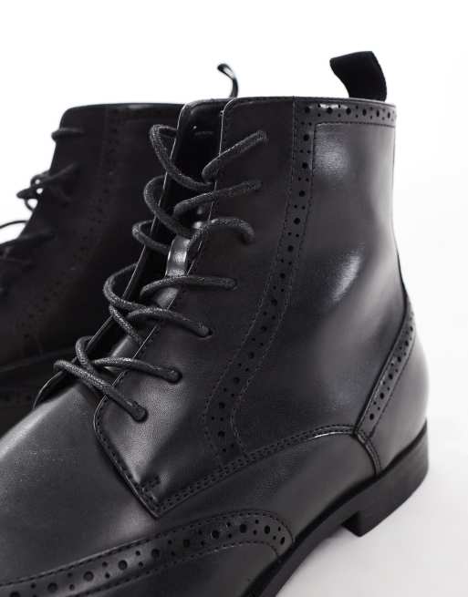 ASOS DESIGN - Scarponcini brogue stringati neri, 2 di 4