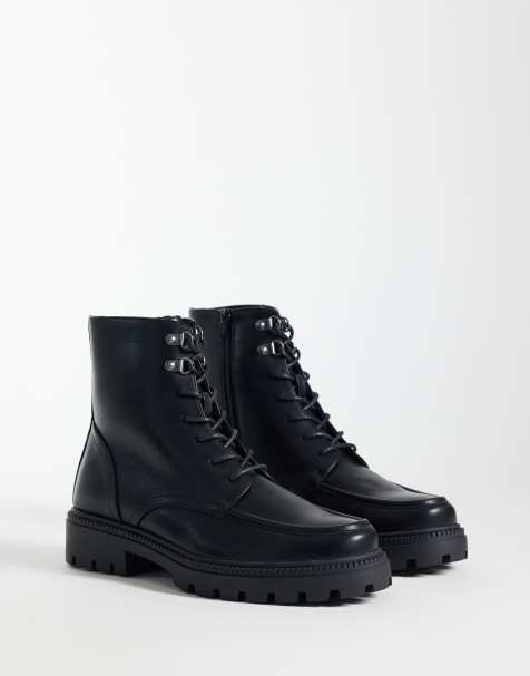ASOS DESIGN - Scarponcini da trekking stringati neri - view 1