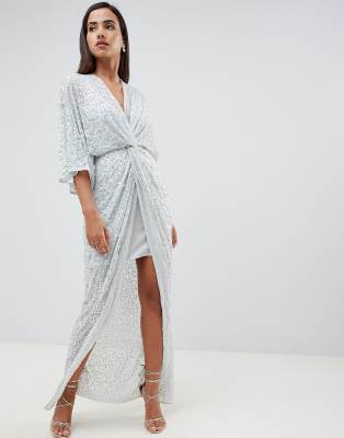 knot front sequin dress