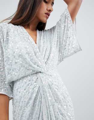 knot front sequin dress