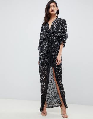 asos black kimono dress