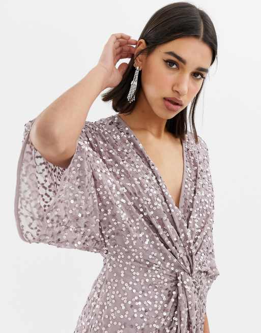 Asos sequin outlet kimono midi dress