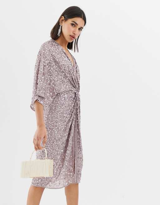 Asos sequin kimono midi dress sale