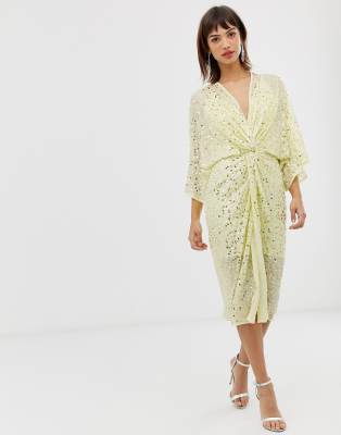 sequin kimono midi dress