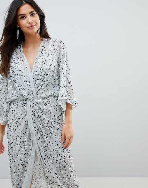 Asos scattered outlet sequin kimono dress