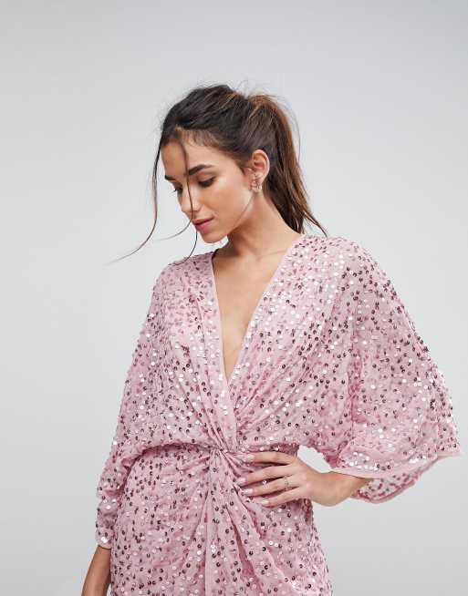 Asos scattered sequin hot sale kimono dress