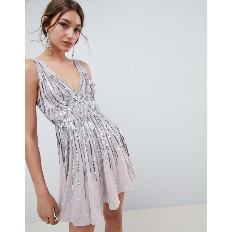 Asos design scattered sequin mini store skater dress